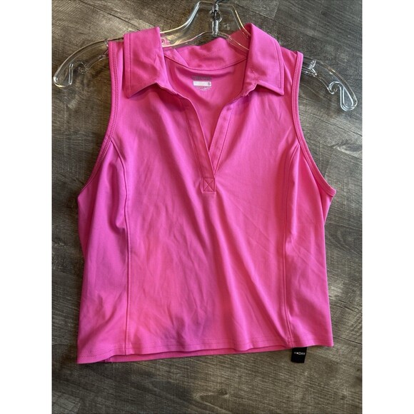 Hind Women’s Size Small Pink Polo Sleeveless Cropped Shirt - Picture 6 of 9